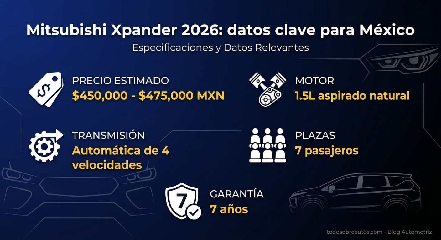 Infografía: Mitsubishi Xpander 2026: datos clave para México