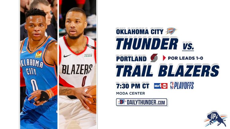 Game 2 Preview: Thunder (0-1) vs Blazers (1-0)