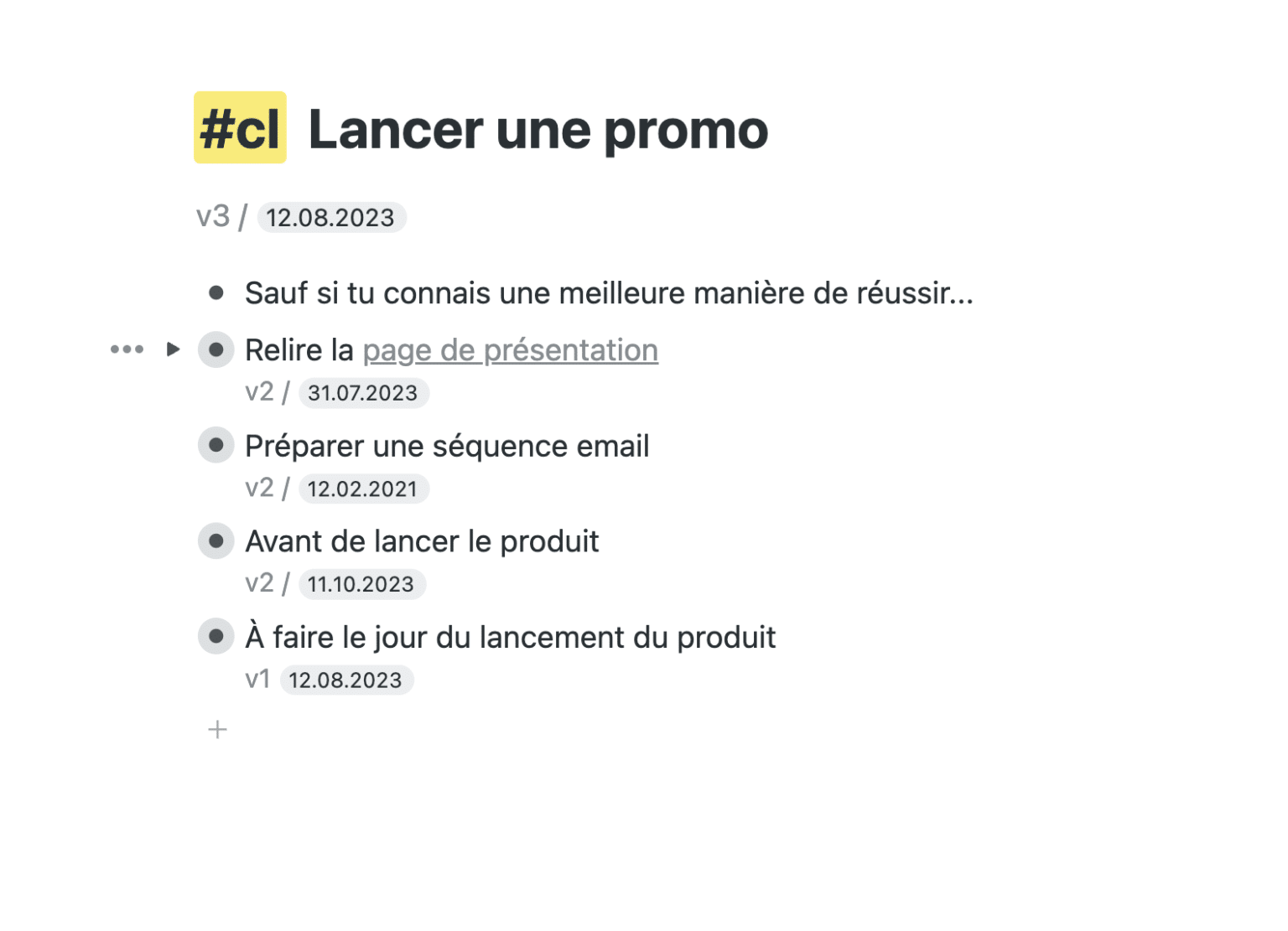 Exemple d'une checkliste pour lancer une promotion