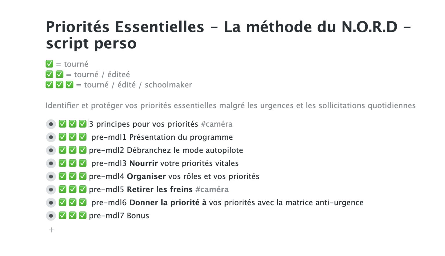 Créer mes formations dans Workflowy