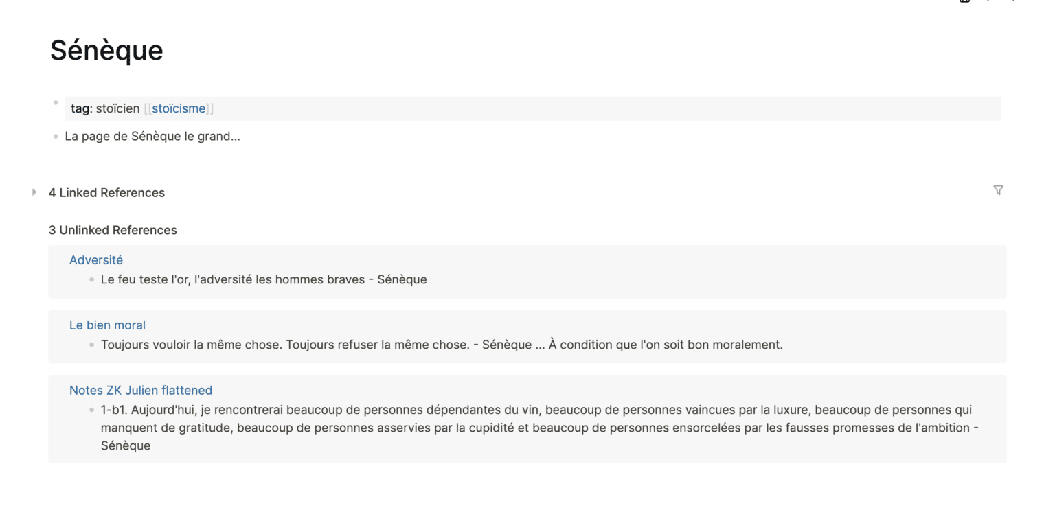 Occurrences non-liées - Logseq