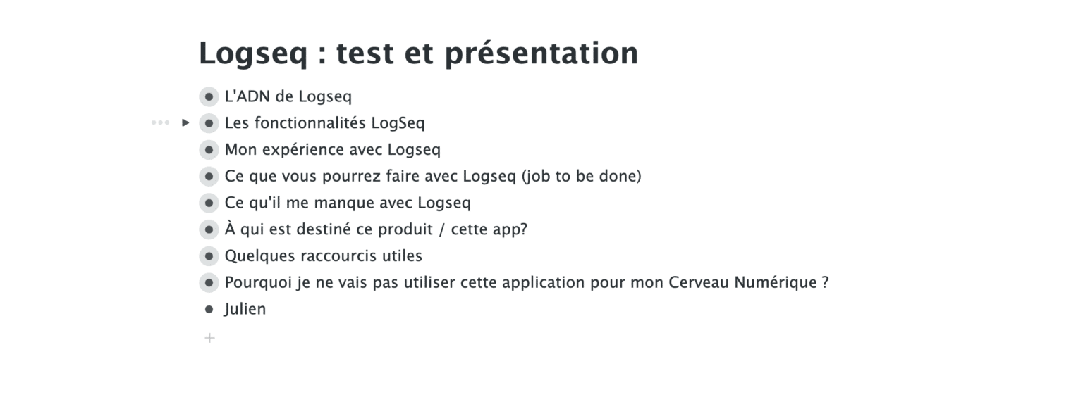 Capture d'écran idéateur workflowy