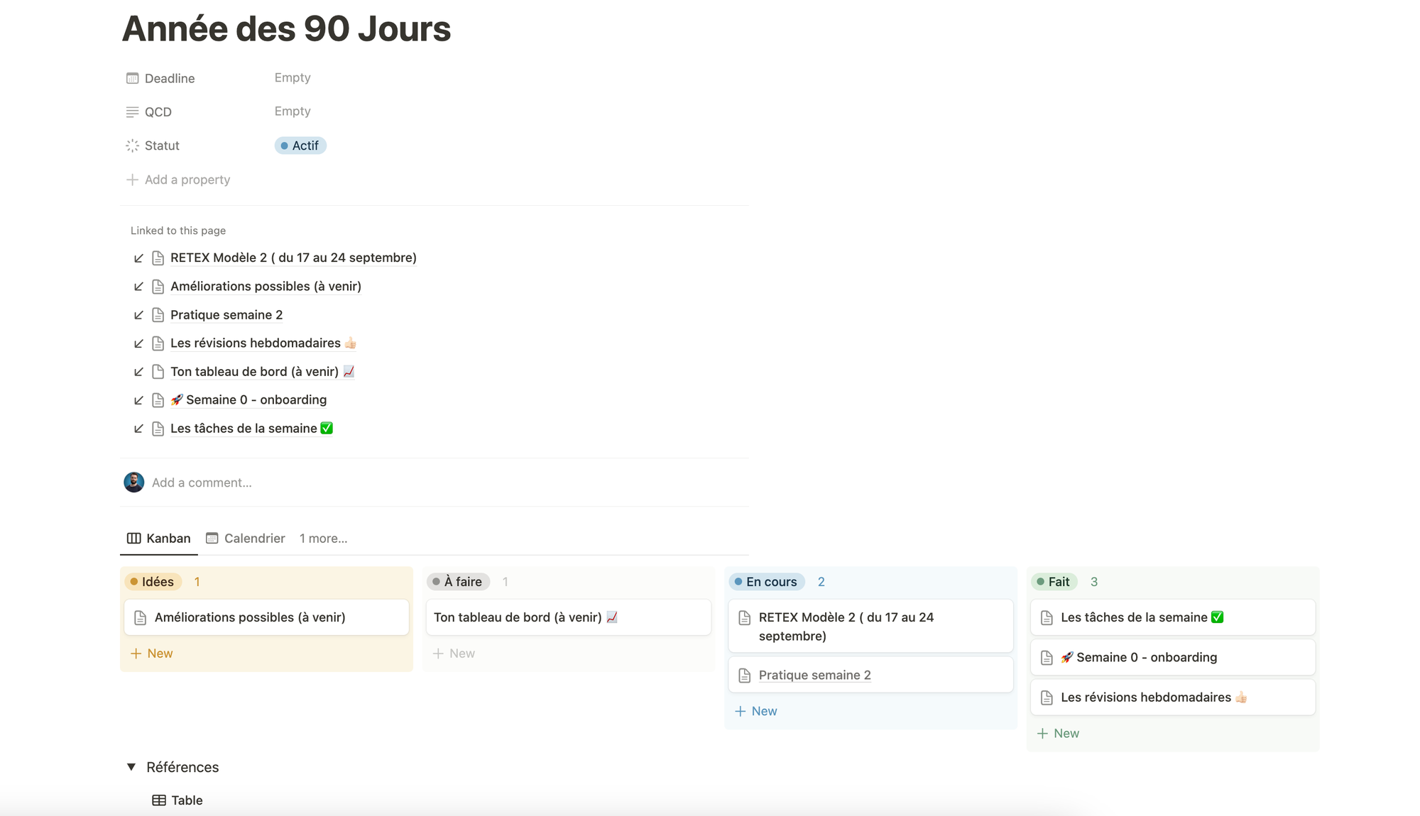 Un tableau kanban dans Notion