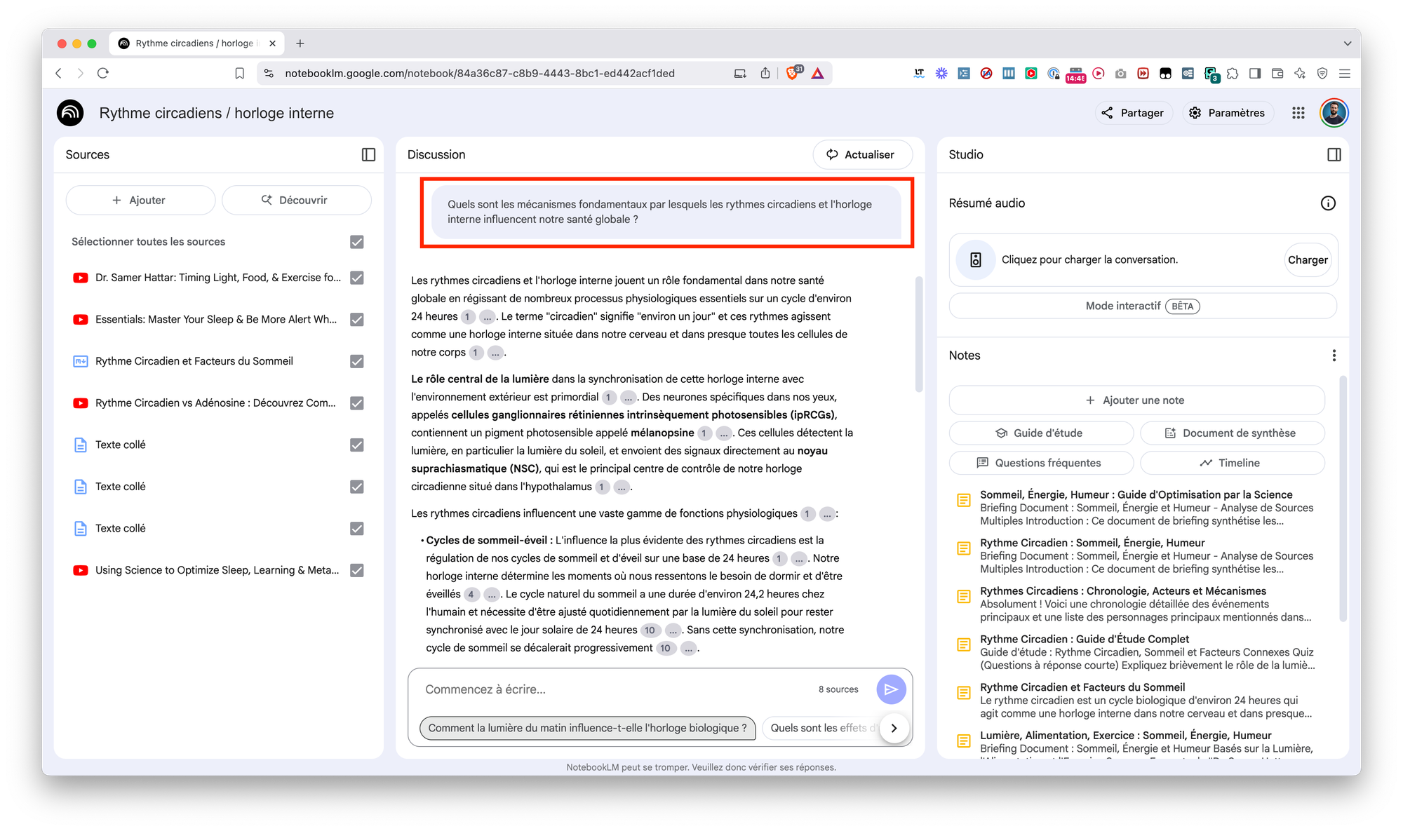 Notebook LM  zone de recherche