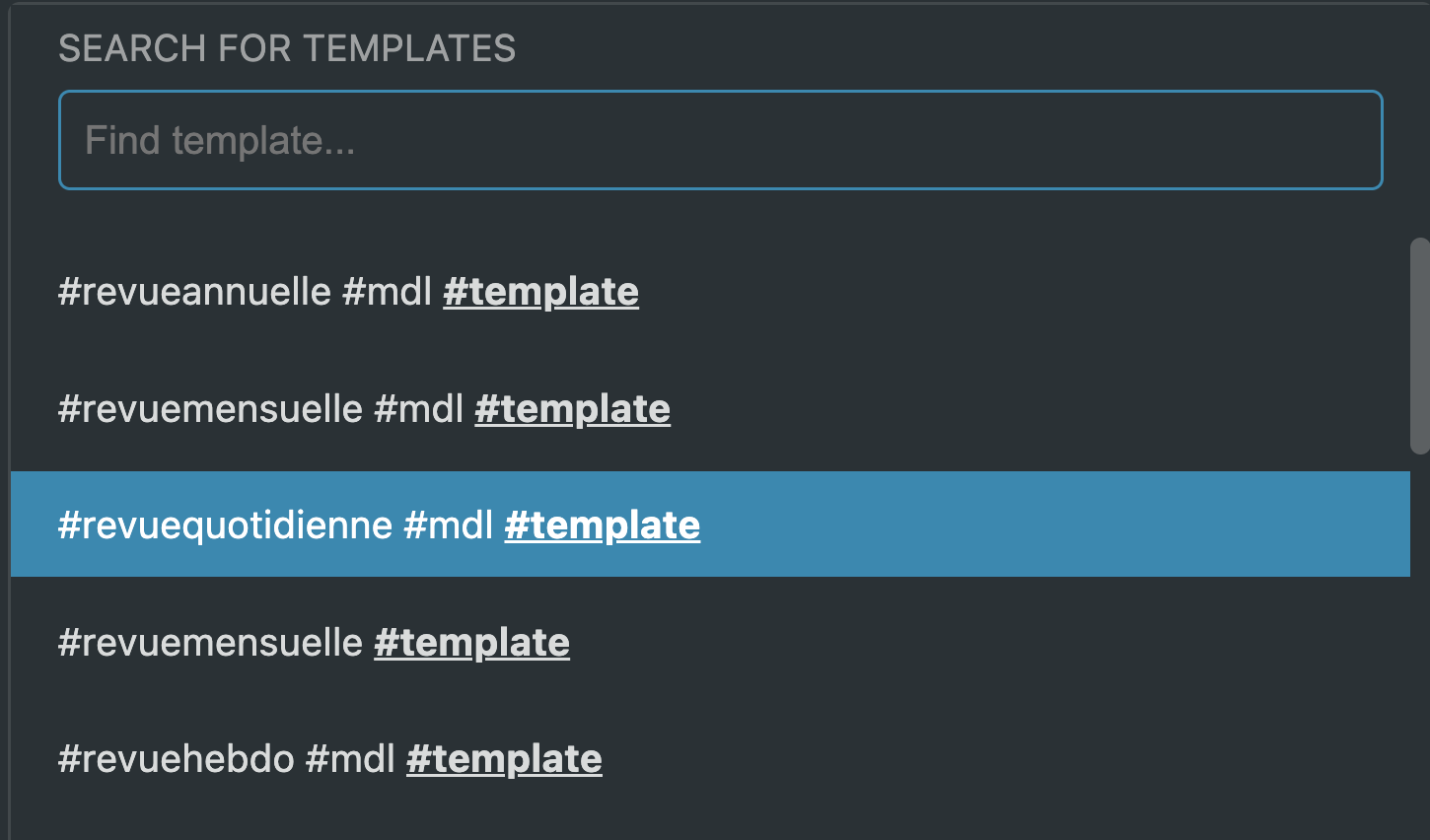Workflowy la recherche de templates