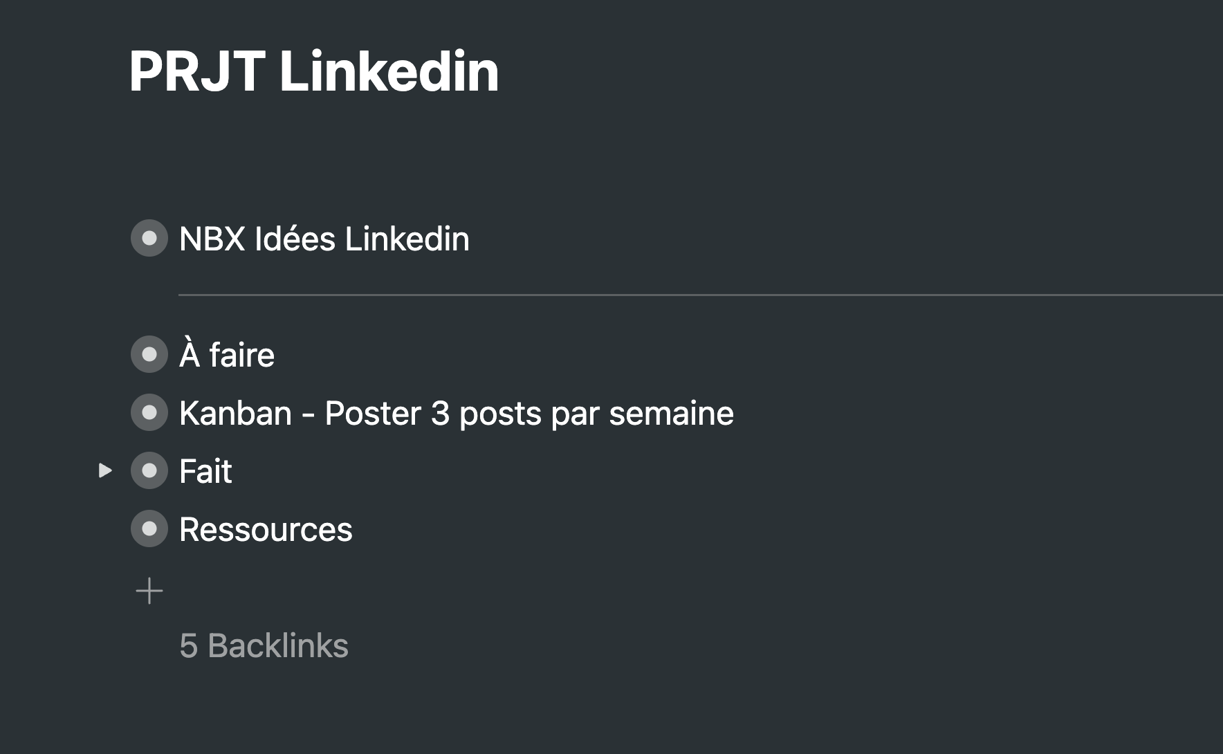 Le séparateur Workflowy dans un projet Kanban