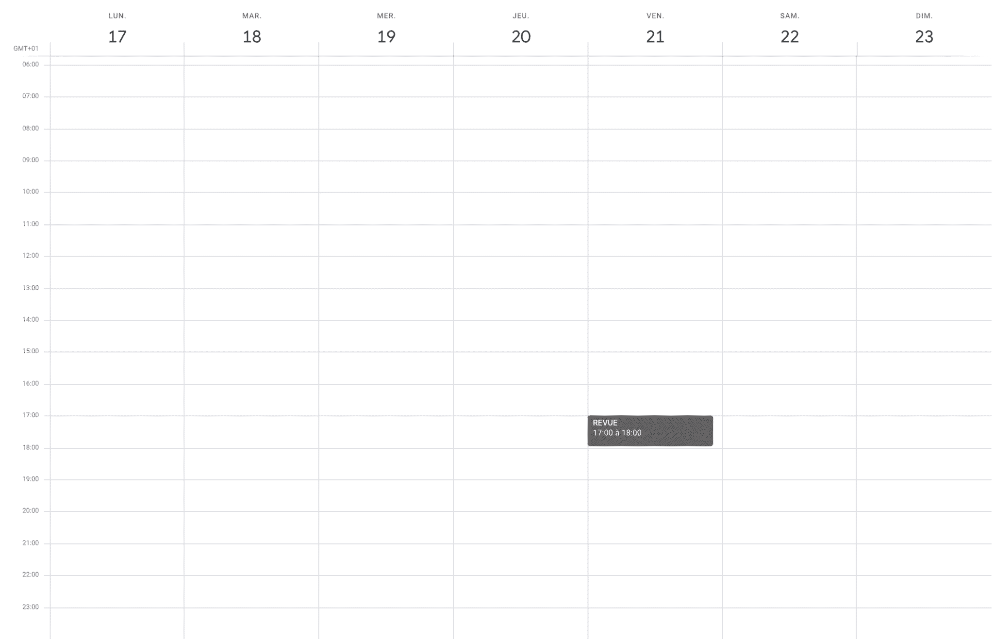 Planning de travail dans agenda en ligne