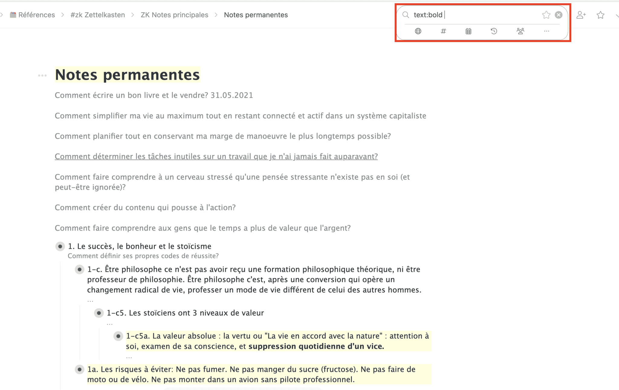 Recherches avancées workflowy