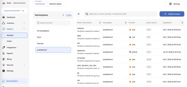 New Feature: Private Module Registry Namespaces