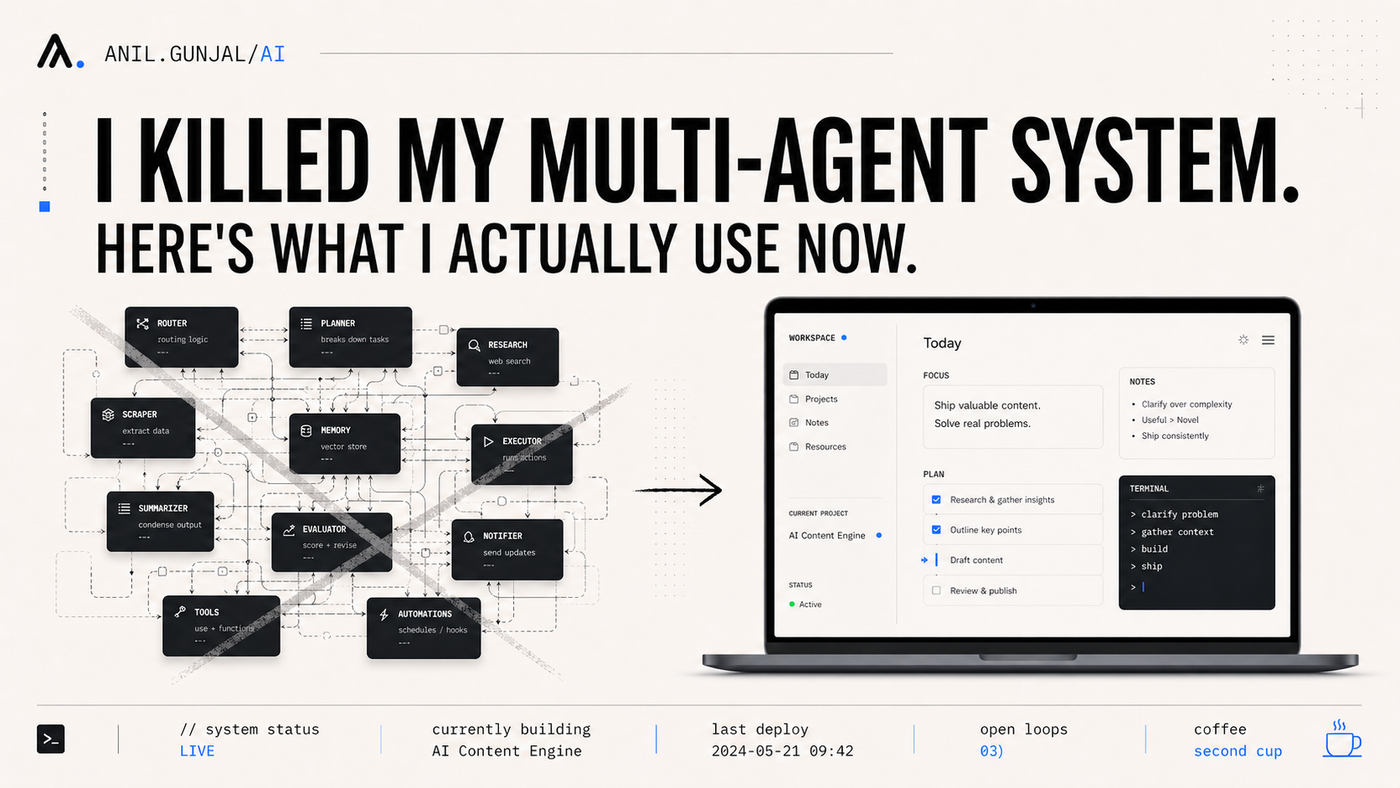 I Killed My Multi-Agent System. Here's What I Actually Use Now.