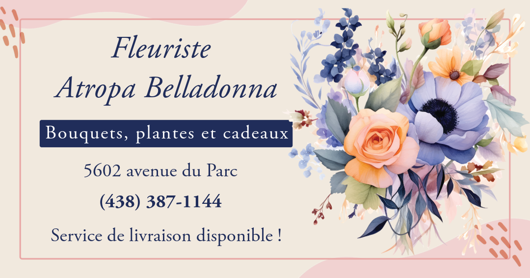 Fleuriste Atropa Belladonna, 5602 avenue du Parc, (438) 387-1144, service de livraison disponible.