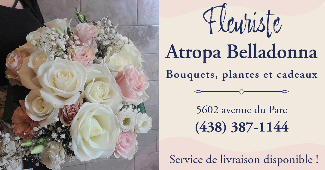 Fleuriste Atropa Belladonna. Bouquets, plantes et cadeaux. 5602 avenue du Parc, (438) 387-1144. Service de livraison disponible!