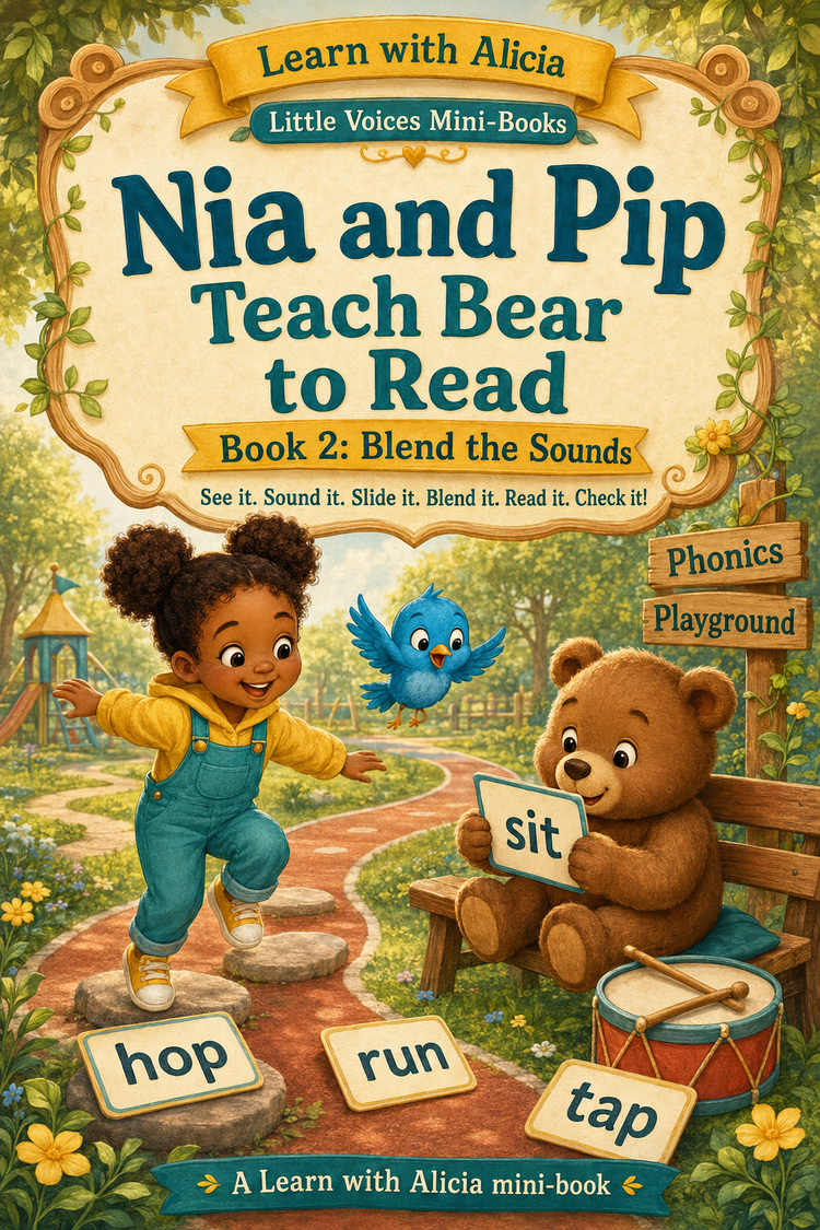 Nia and Pip Teach Bear to Read