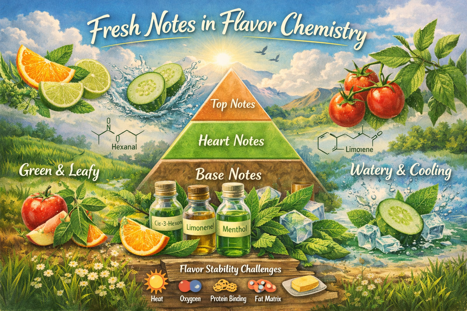 Noteworthy: Fresh Notes in Flavor Chemistry: Compounds, Applications, Usage Levels, and Roles in the Flavor Pyramid