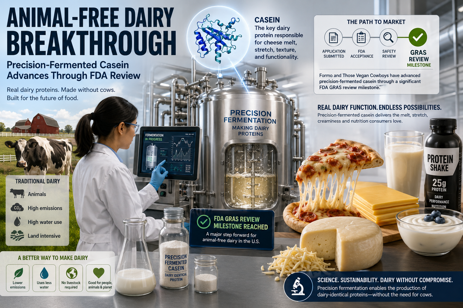 Animal-Free Dairy Gets a Boost: Precision Fermentation Casein Clears Major FDA Hurdle