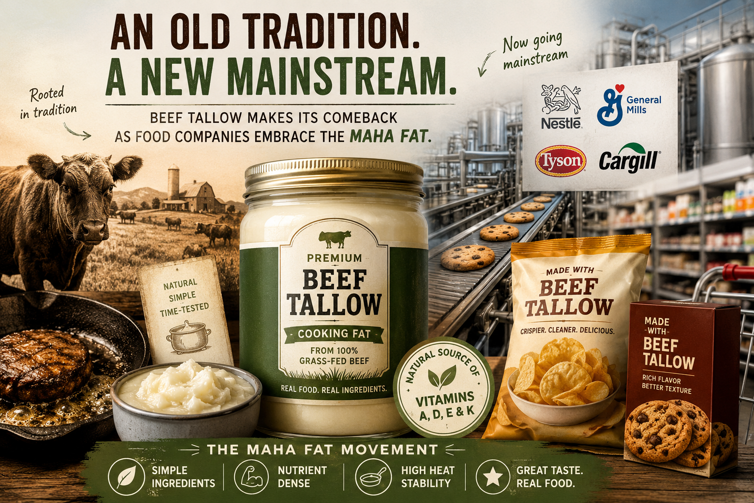 Beef Tallow Makes a Mainstream Comeback as Major Food Companies Embrace the 'MAHA' Fat