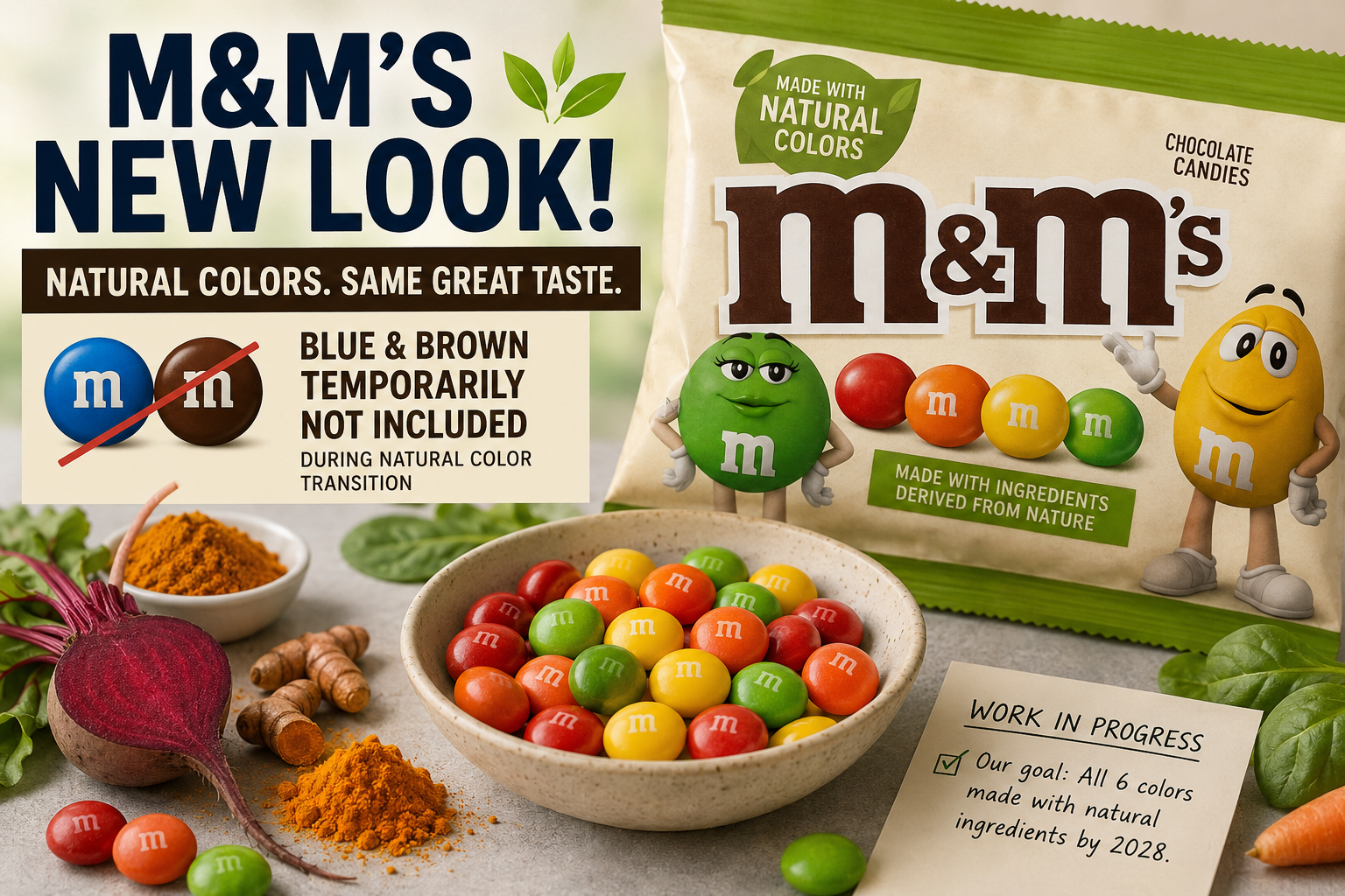 M&M's to Temporarily Drop Blue and Brown Candies as Mars Switches to Natural Food Colors