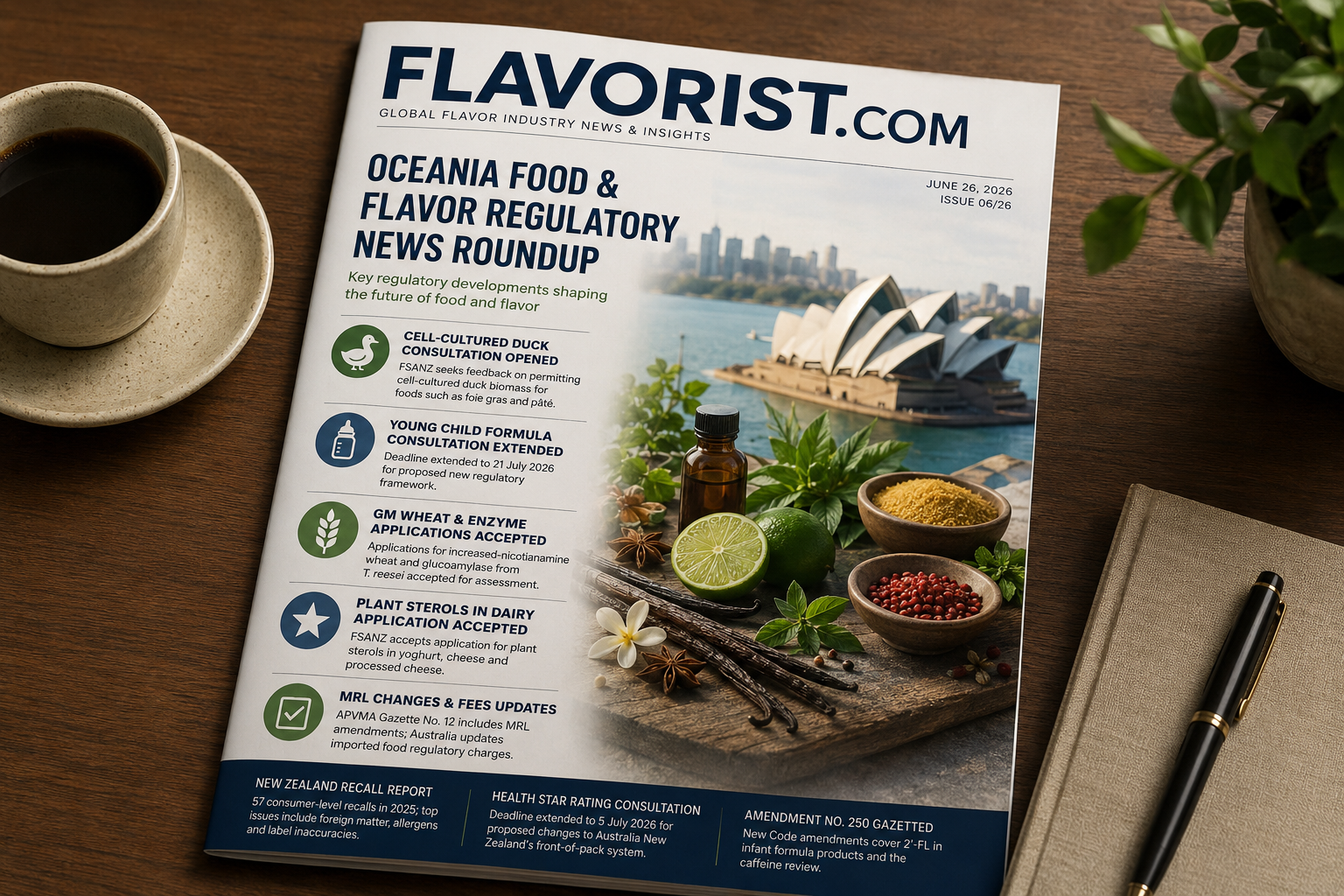 Oceania Food & Flavor Regulatory News Roundup: Major policy, food safety, novel food, and compliance developments shaping the industry (7–26 June 2026).