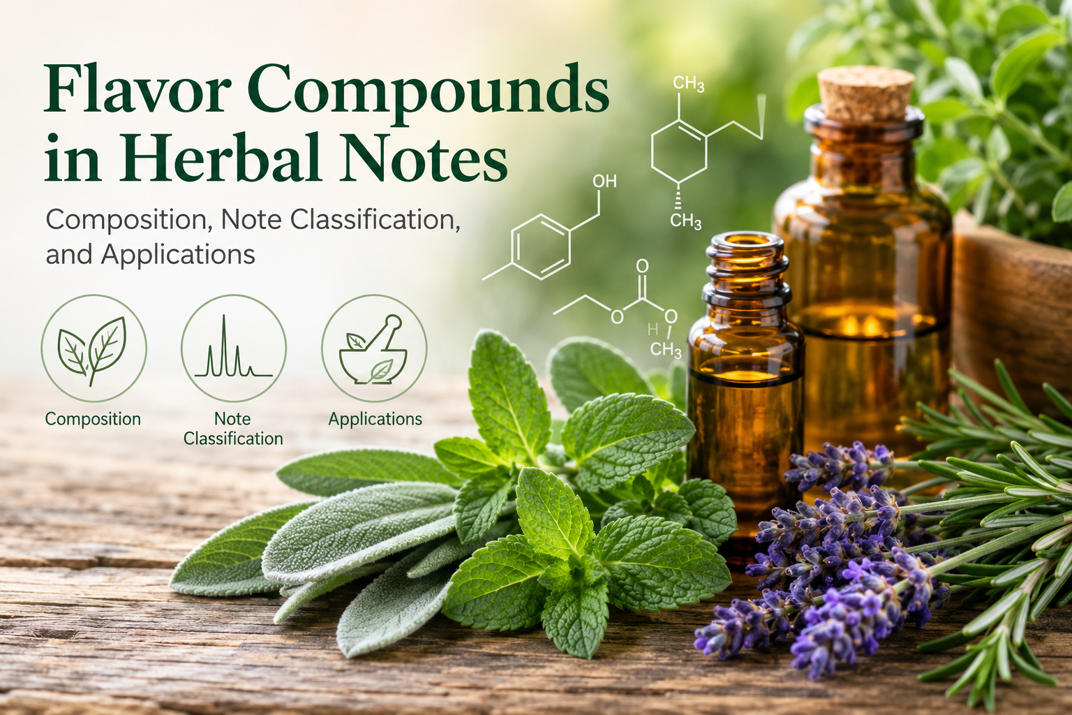 Flavor Compounds in Herbal Notes: Composition, Note Classification, and Applications