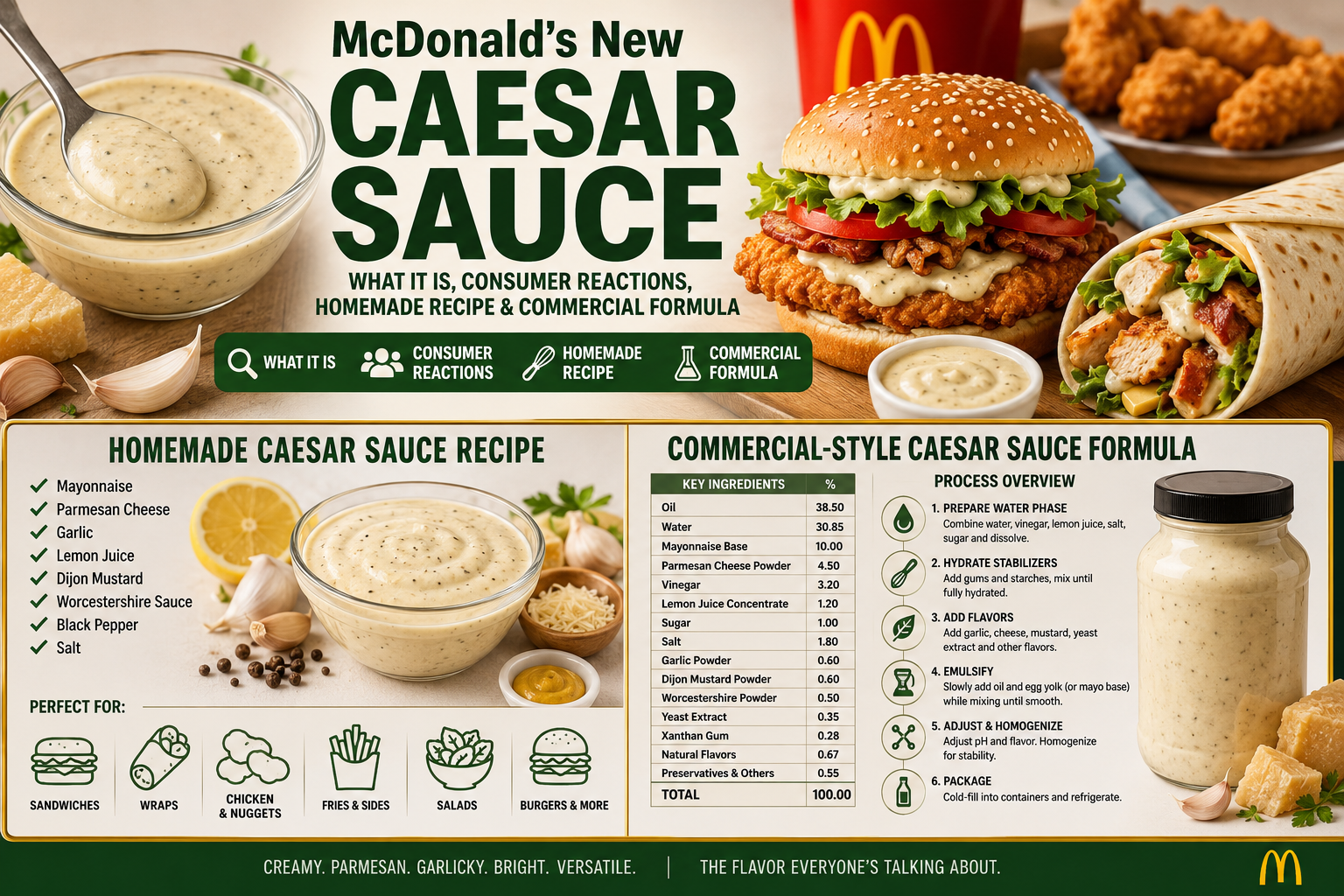 Trending Now: McDonald's New Caesar Sauce: What It Is, Consumer Reviews, Homemade Recipe & Commercial-Style Formula