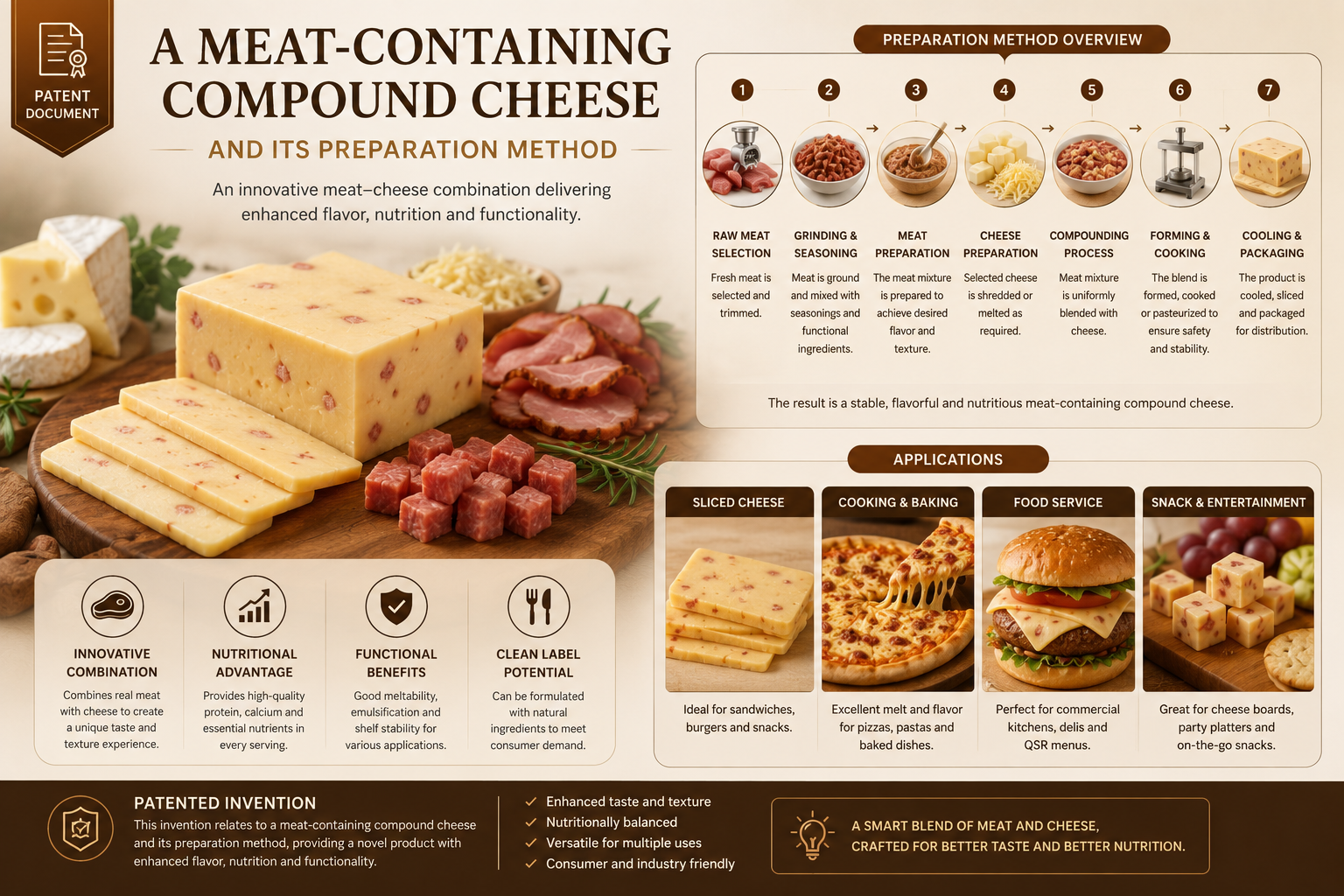 Patent Document: A Meat-Containing Compound Cheese and Its Preparation Method