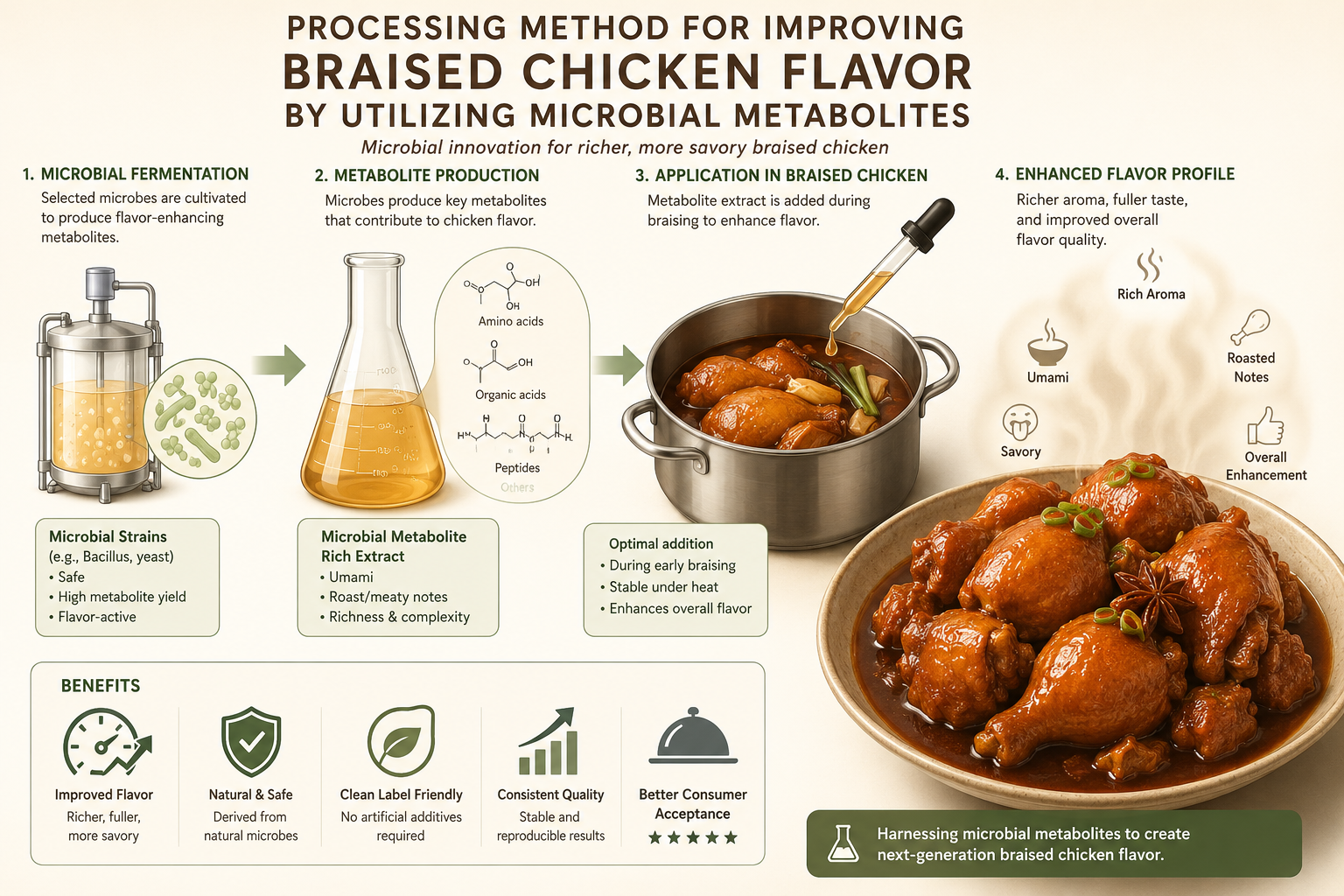 Patent Alert: Processing Method for Improving Braised Chicken Flavor by Utilizing Microbial Metabolites