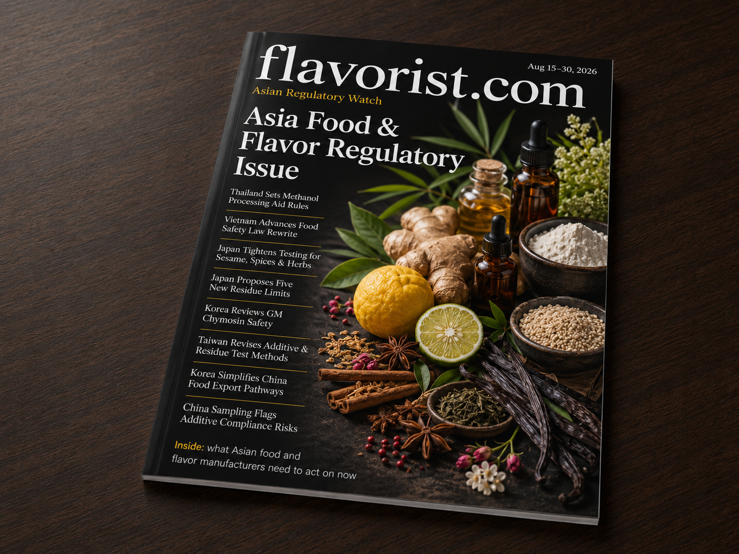 Regulatory News Digest for the Asian Food and Flavor Industry: August 15-30, 2026.