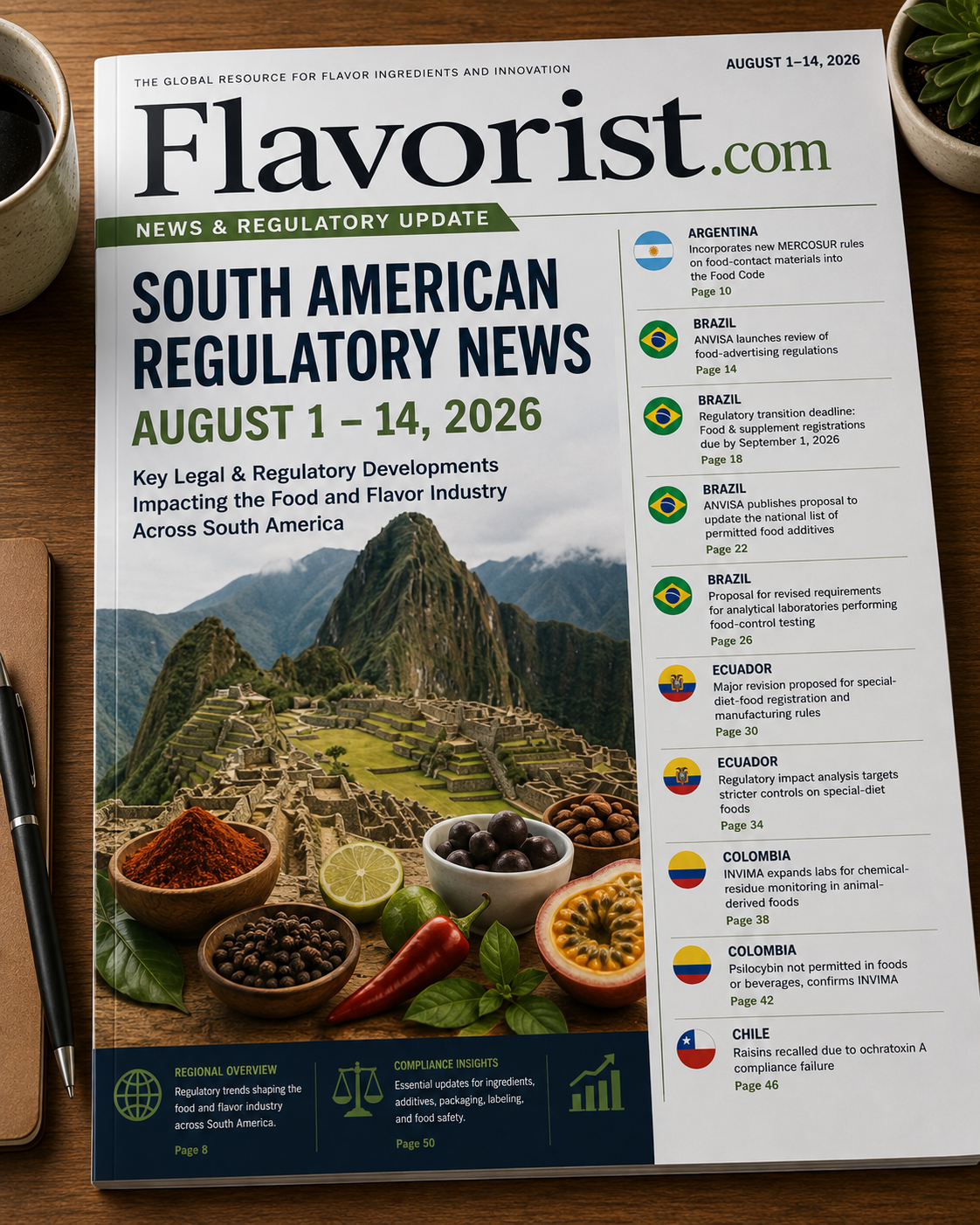 South America Food & Flavor Regulatory Update: Key legal and regulatory developments released August 1–14, 2026