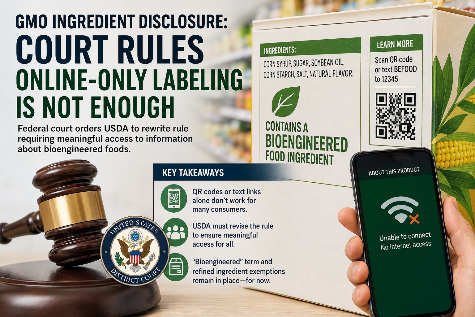 GMO Ingredient Disclosure: Why a U.S. Court Ordered the USDA to Rewrite Part of the Bioengineered Food Labeling Rule