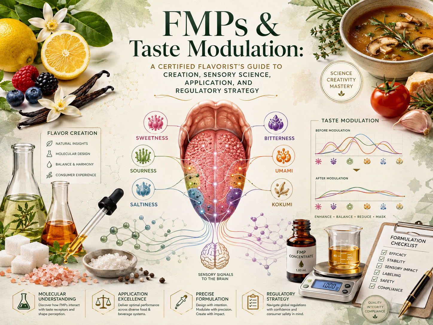 FMPs & Taste Modulation: A Certified Flavorist’s Guide to Creation, Sensory Science, Application, and Regulatory Strategy