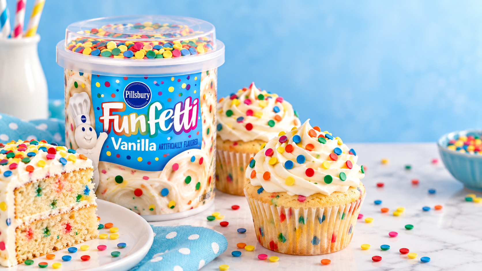 Pillsbury’s New Funfetti Frosting Brings the Viral Dot Cake Trend to Store Shelves