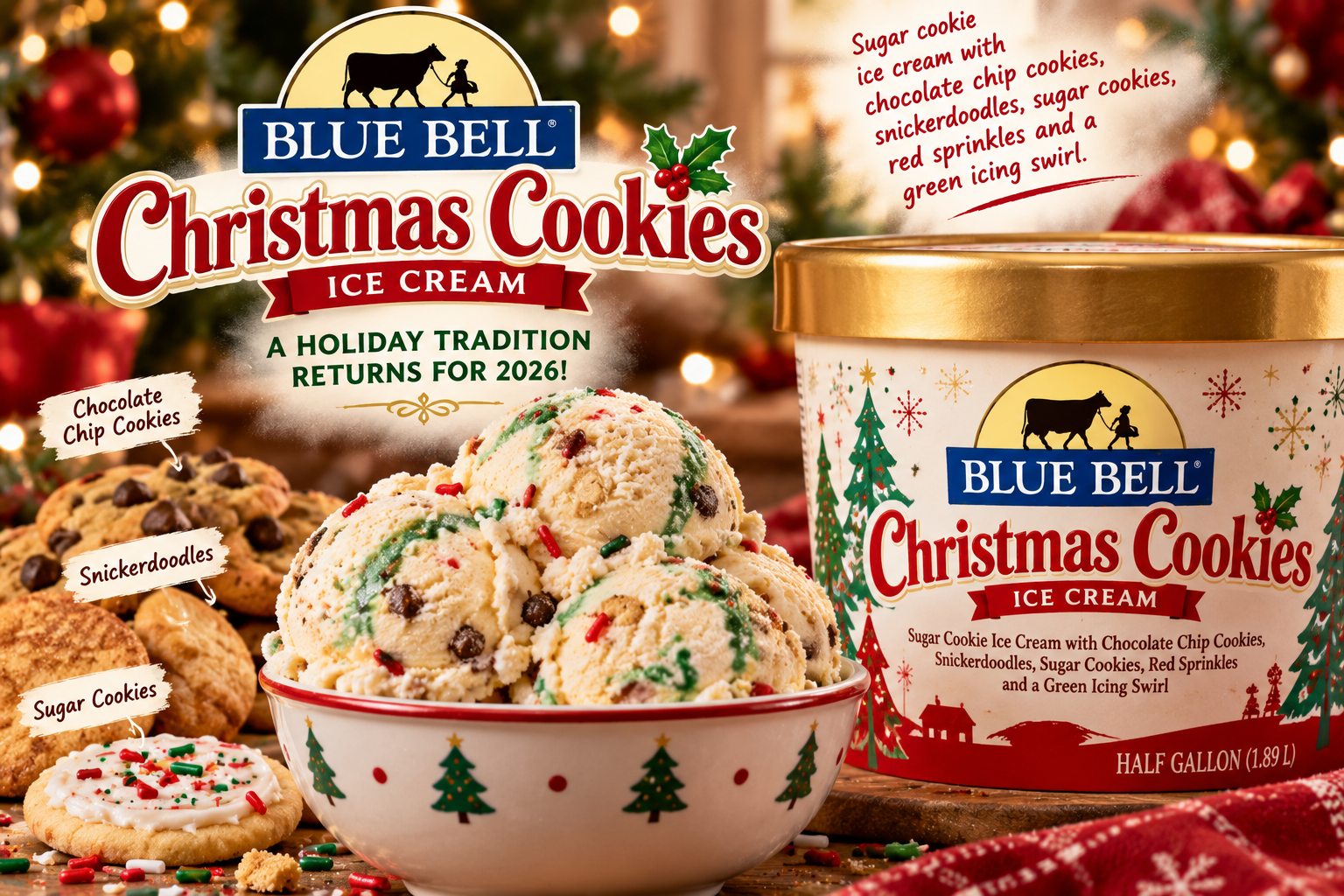 Blue Bell Christmas Cookies Flavor Returns for 2026: What's Inside the Holiday Ice Cream?