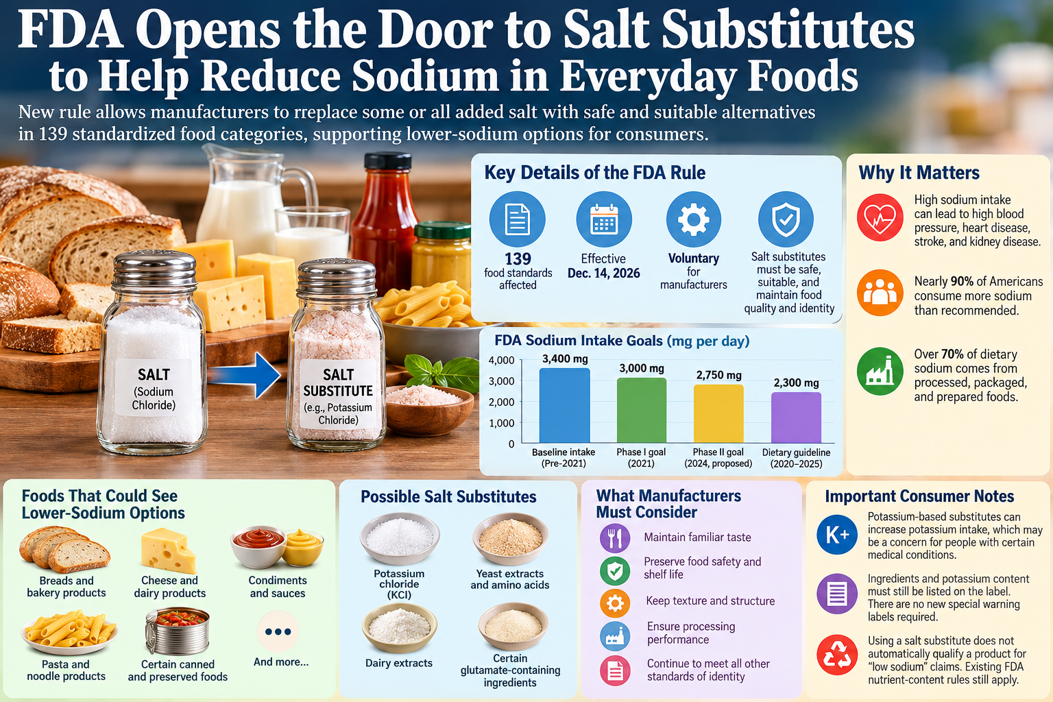 FDA Clears Salt Substitutes in 139 Food Standards