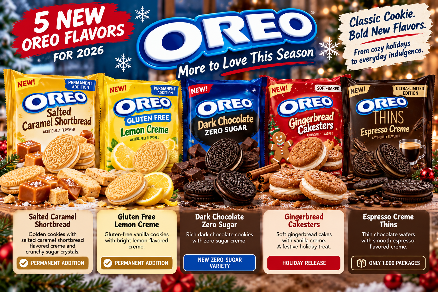 New Oreo Flavor 2026: Five New Cookies Include Salted Caramel Shortbread, Lemon, Espresso and Gingerbread