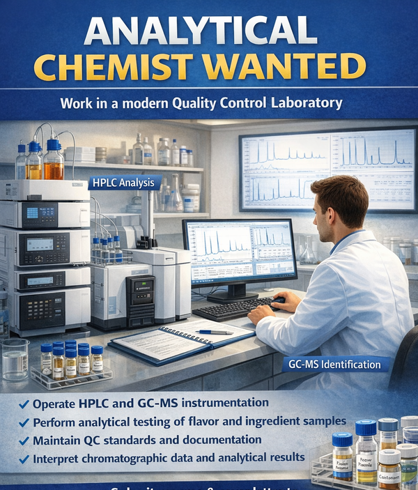 Job Opening: Analytical Chemist Wanted to Work in QC Lab, Posted March 13, 2026