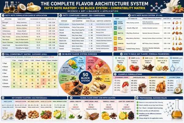 Fatty Note Chemistry, Application Formulation, Compound Libraries, Block Architecture, and Compatibility Engineering