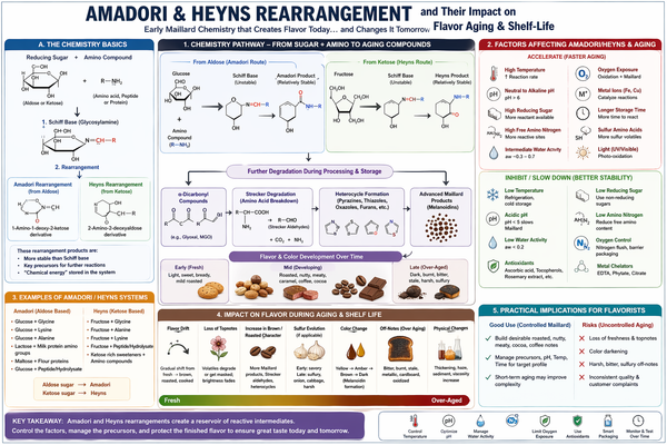 Amadori & Heyns Rearrangement in Maillard Reaction: Chemistry, Factors, Examples, Impact on Aging and Shelf-life of Flavors