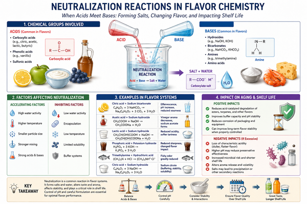 Neutralization Reactions in Flavor Chemistry Chemical basis, formulation factors, practical examples, and shelf-life impact for flavorists and flavor trainees
