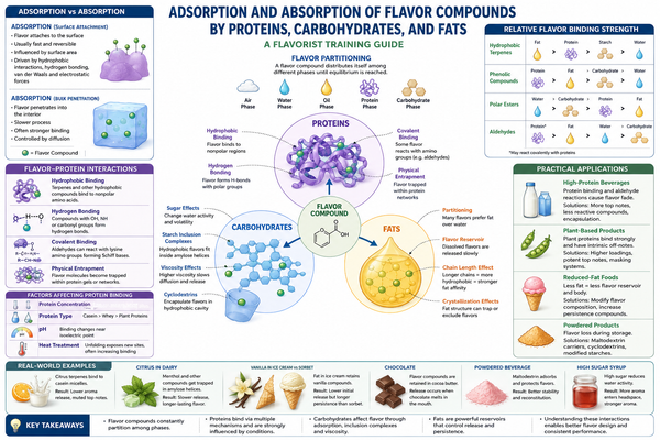Adsorption and Absorption of Flavor Compounds by Proteins, Carbohydrates, and Fats - A Flavorist Training Guide