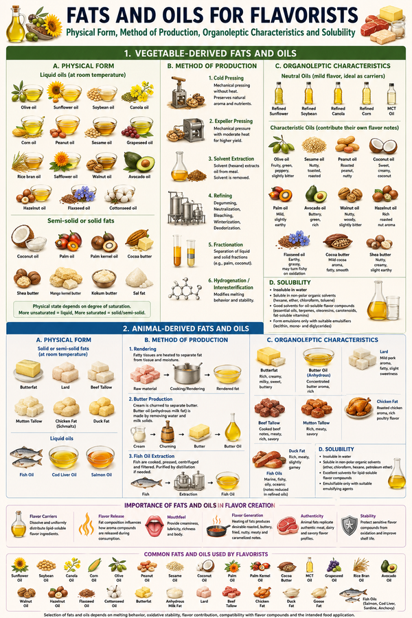 Guide to Vegetable- and Animal-Derived Fats and Oils for Flavorists