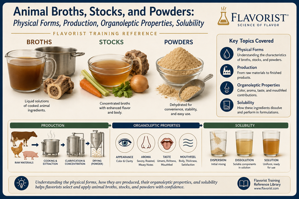 Animal Broths, Stocks, and Powders: Physical Forms, Production, Organoleptic properties, Solubility - Flavorist Training Reference