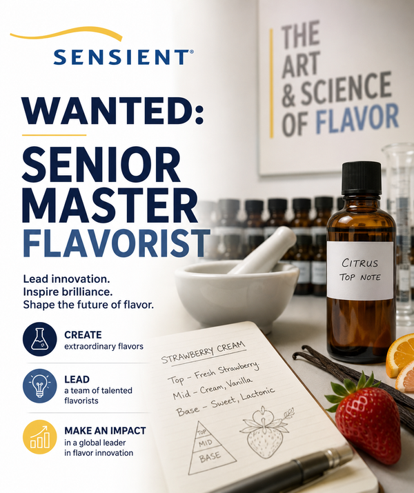Job Opening: Sensient seeks to hire a senior/master flavorist for its Hoffman Estates, Illinois R&D laboratory
