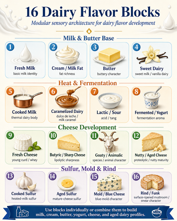 Flavor blocks for dairy flavors