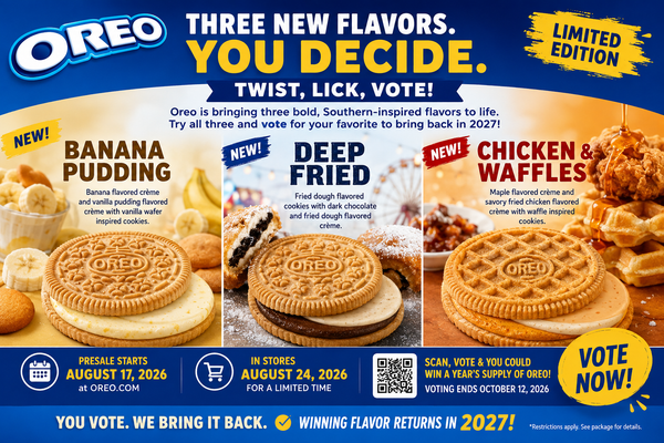 Oreo Limited Flavor Release: Banana Pudding, Deep Fried and Chicken & Waffles Oreos Launch in New Fan-Vote Campaign