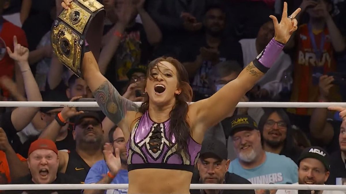 Kris Statlander celebrates AEW Women's World Championship victory.