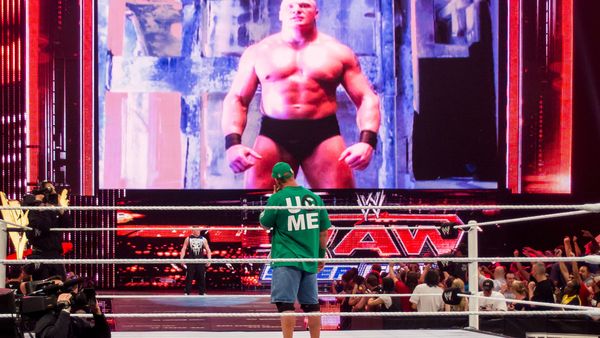 John Cena and Brock Lesnar stare down at Raw in 2012