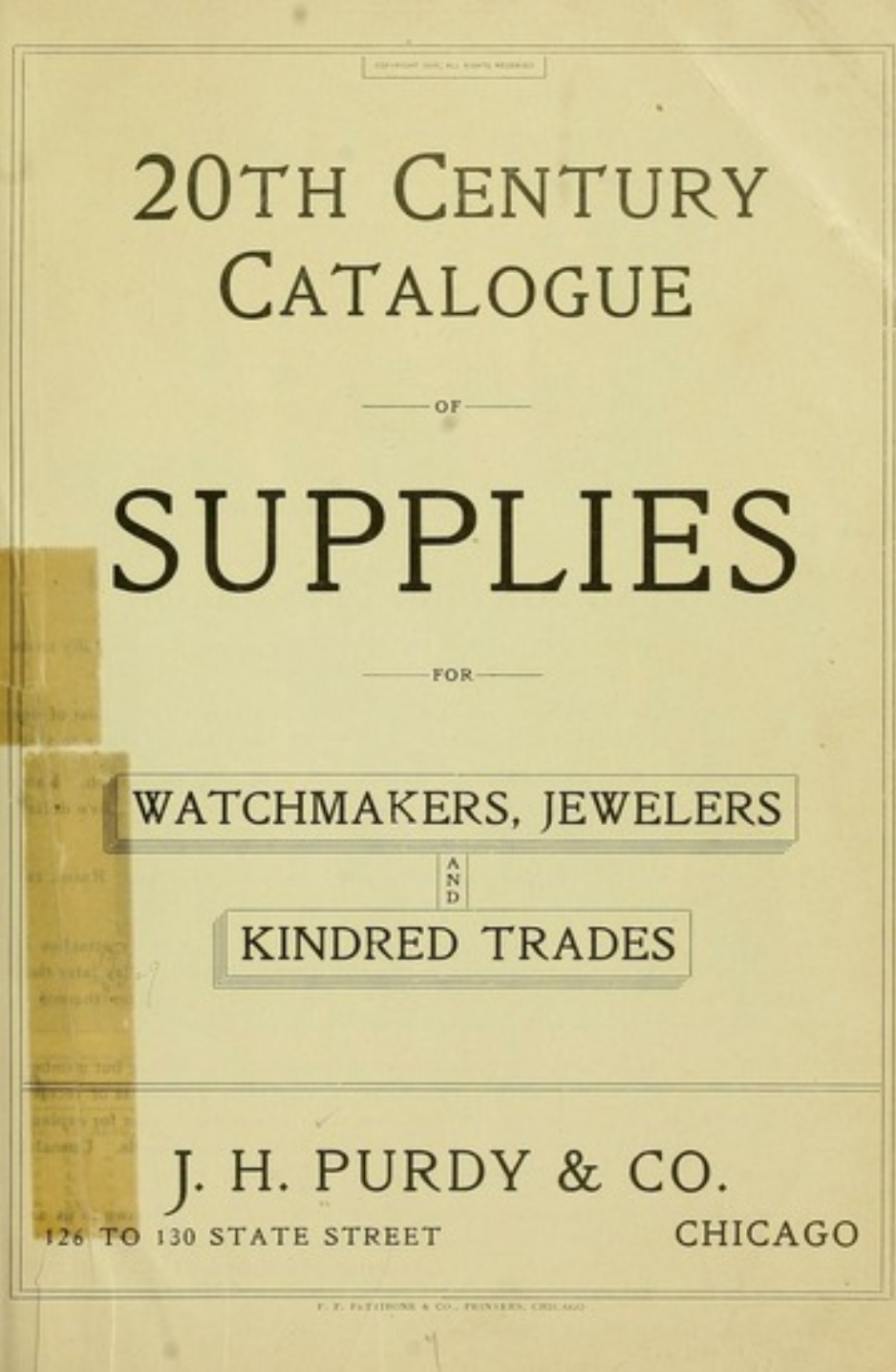 《20th Century Catalogue of Supplies for Watchmakers, Jewelers》