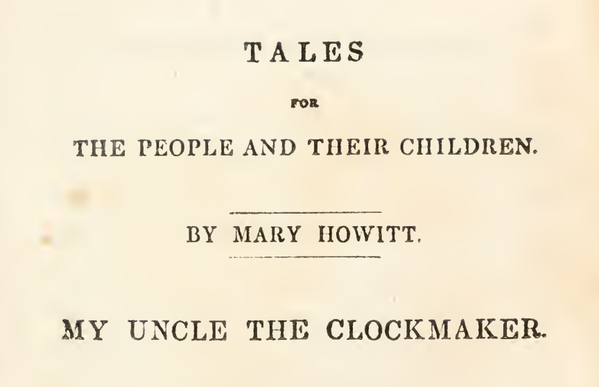 《My uncle, the Clockmaker》(1845)