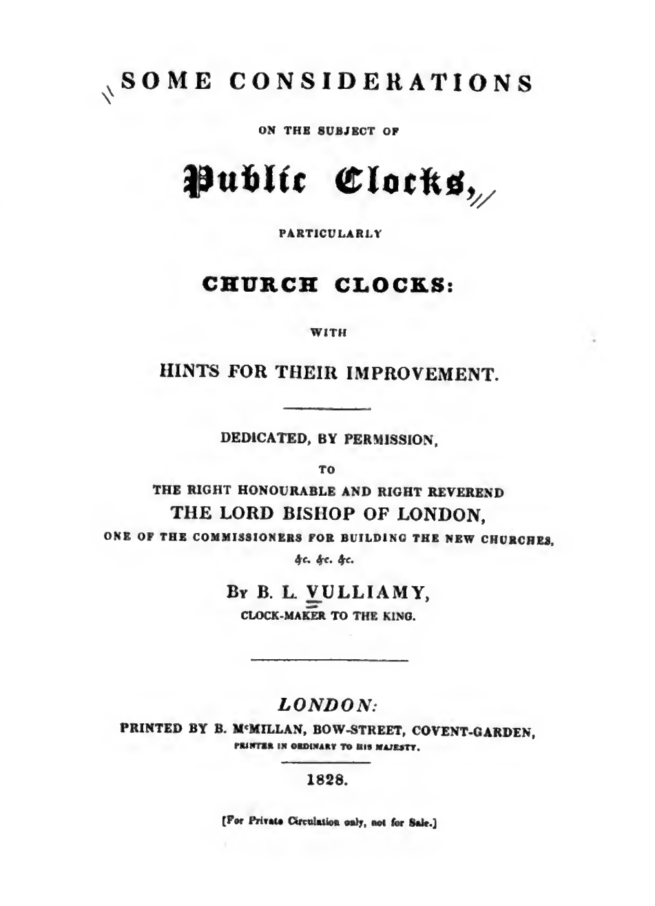 《Some Considerations on the Subject of Public Clocks, Particularly Church Clocks: With Hints for Their Improvement》