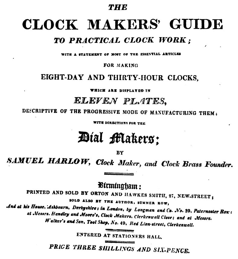 《The Clock Makers Guide to Practical Clock Work》(1813)